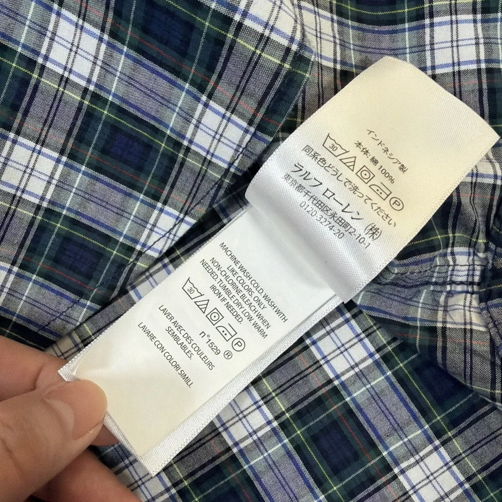 Lot Of 2 Ralph Lauren Boys‎ Large 14-16 Button-Down Plaid Red Blue Shirts Pony